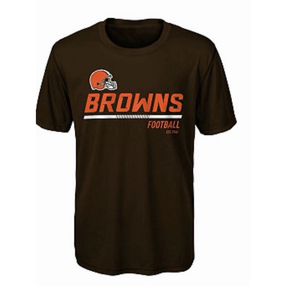 NWT Boys NFL Apparel Cleveland Browns Engaged Tshirt Performance Medium 10/12
